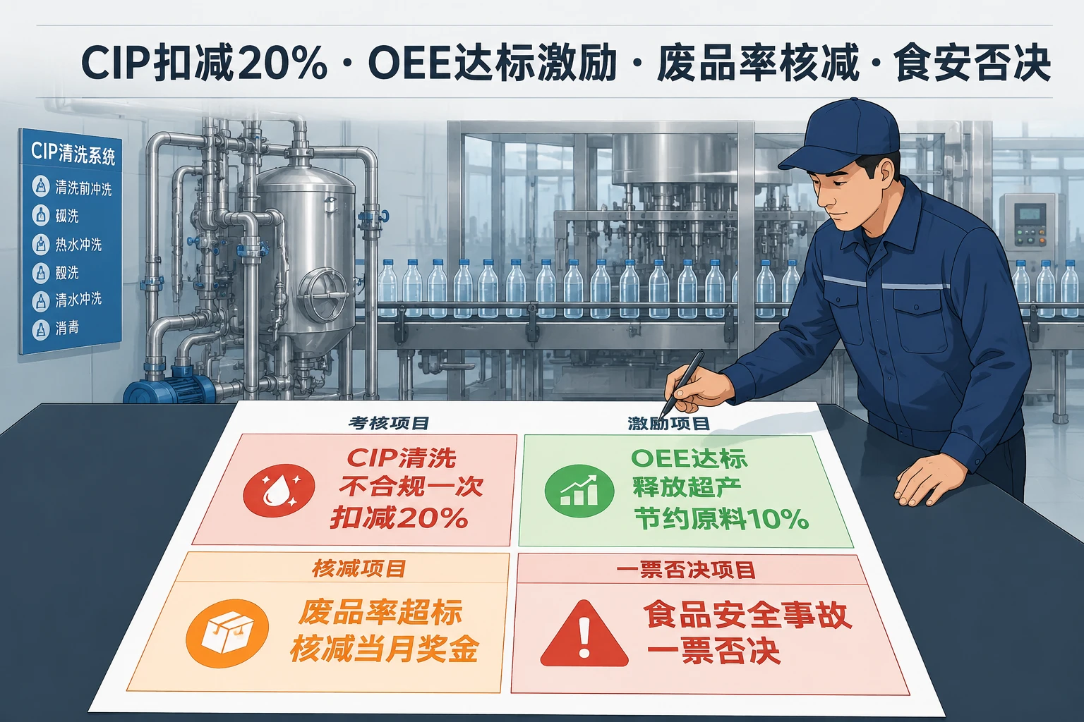 灌装线CIP-OEE-食安否决班长绩效表（2026年版）