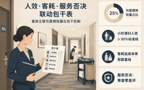 连锁酒店客房主管三维绩效包干表：人效、成本率、服务否决联动与核算指南（2026年版）