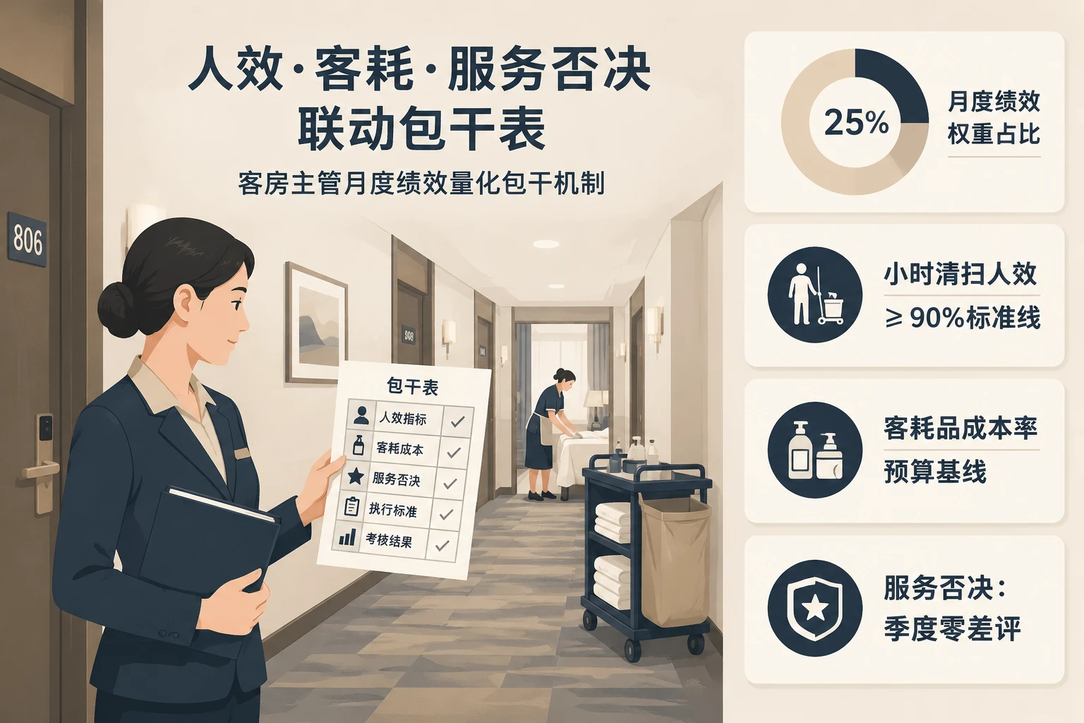 连锁酒店客房主管人效客耗成本否决包干表（2026年版）