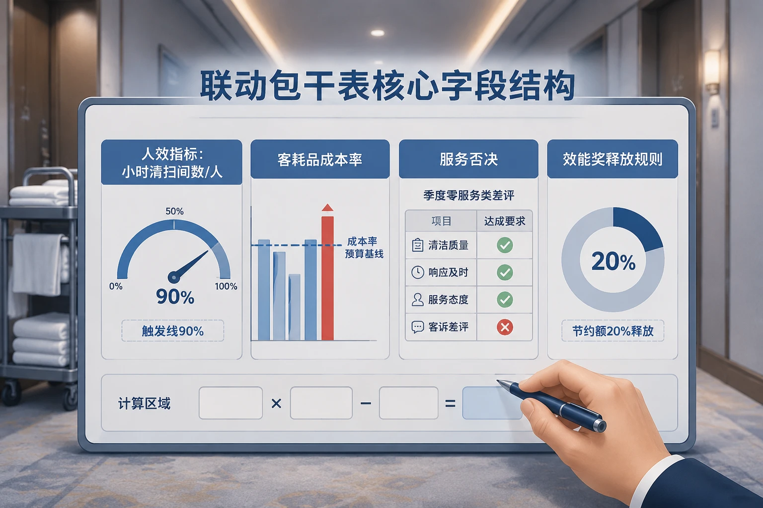 连锁酒店客房主管人效客耗成本否决包干表（2026年版）