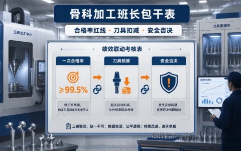 骨科植入物班长绩效包干表：一次合格率低于99.5%即扣减，刀具超预算核减，安全一票否决