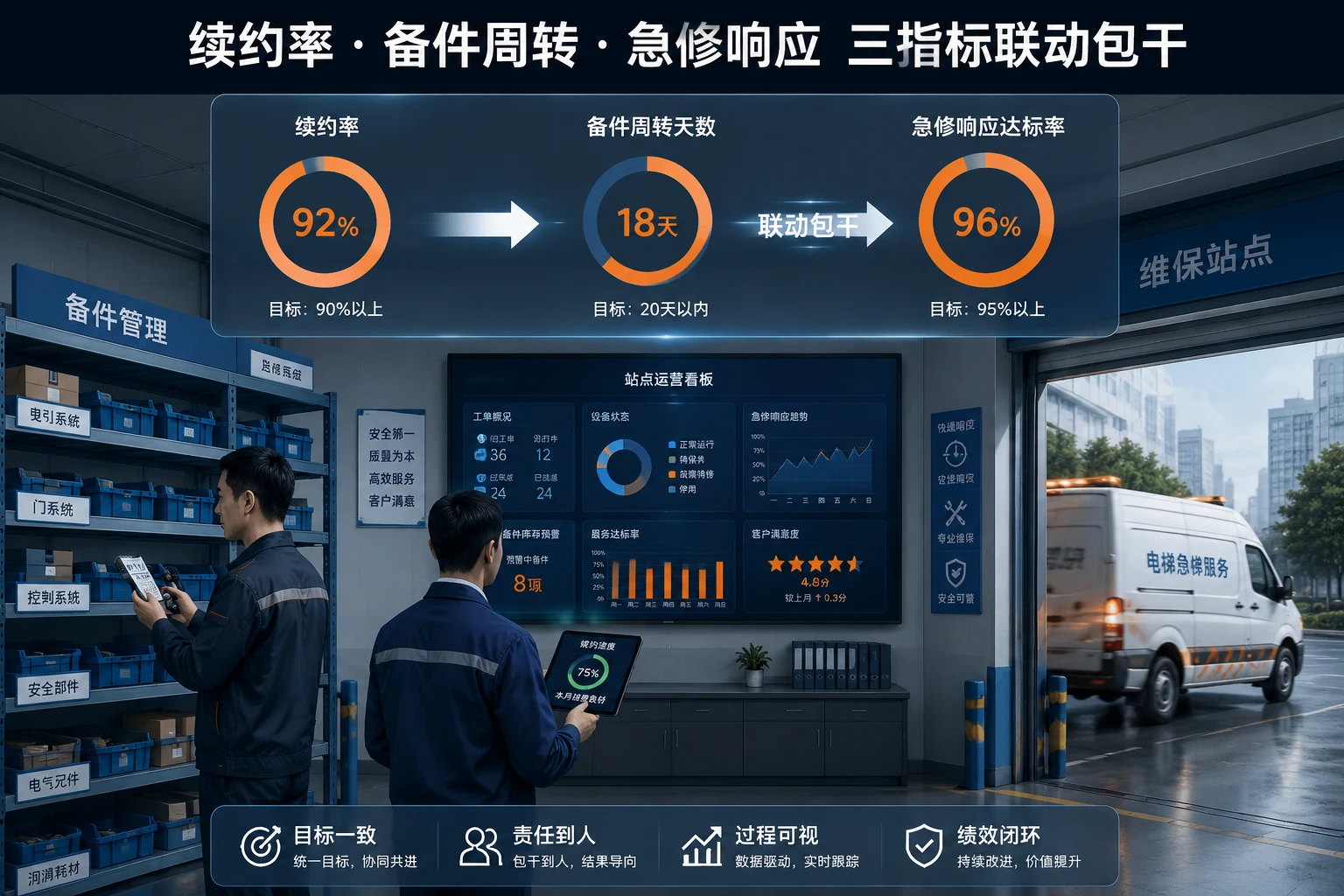 2026年电梯维保区域经理绩效包干模板:续约率-备件周转-急修响应