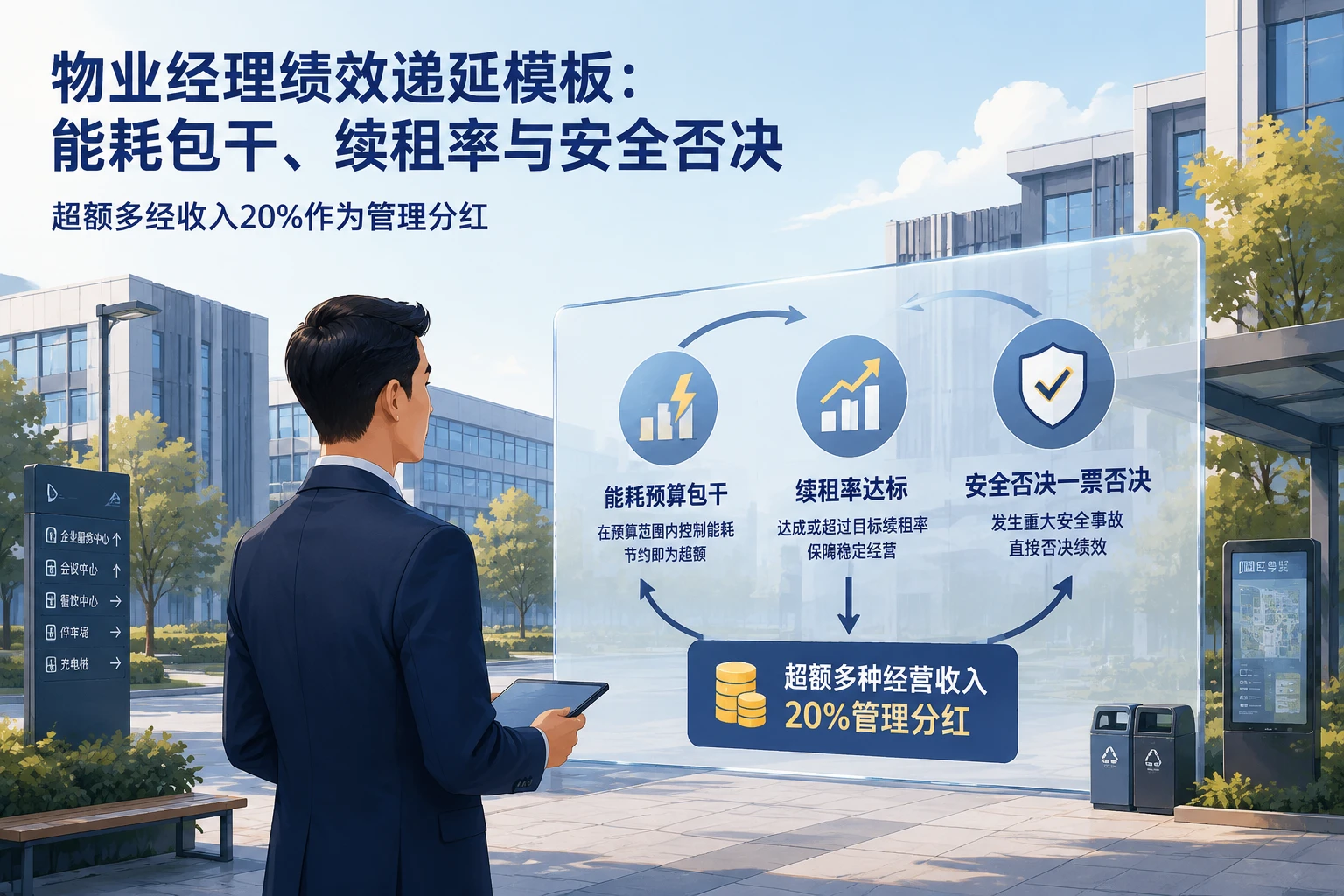产业园区物业经理绩效递延模板：能耗包干、续租率与安全否决（2026年版）