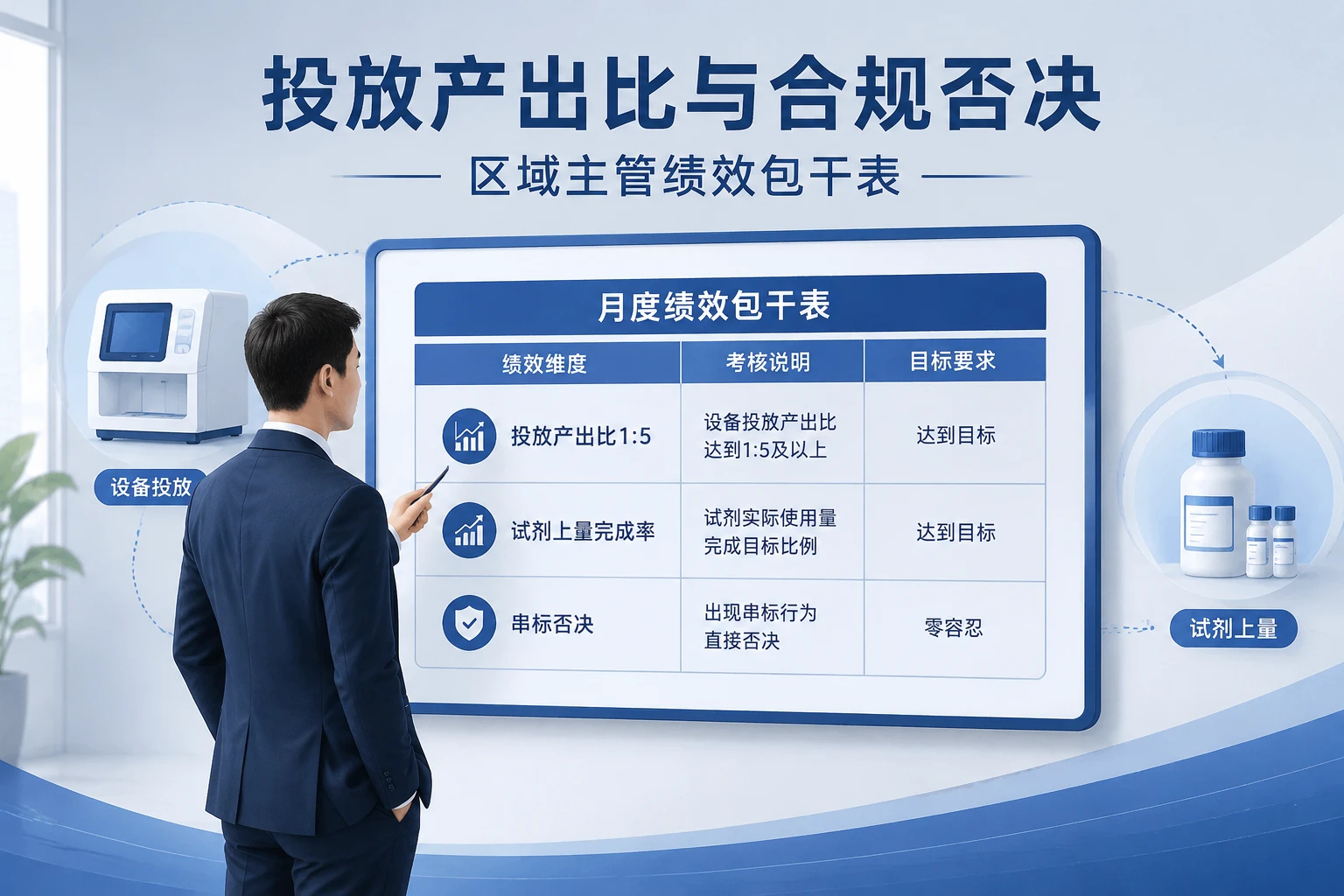2026年体外诊断试剂区域主管绩效包干表：投放产出比与合规否决