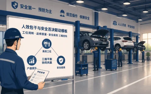汽车4S店售后车间主管绩效考核表模板：人效包干与安全否决联动方案