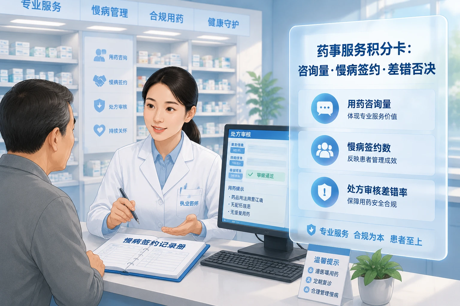 连锁药店执业药师绩效积分卡：咨询量·慢病签约·差错否决与专项奖金（2026年版）