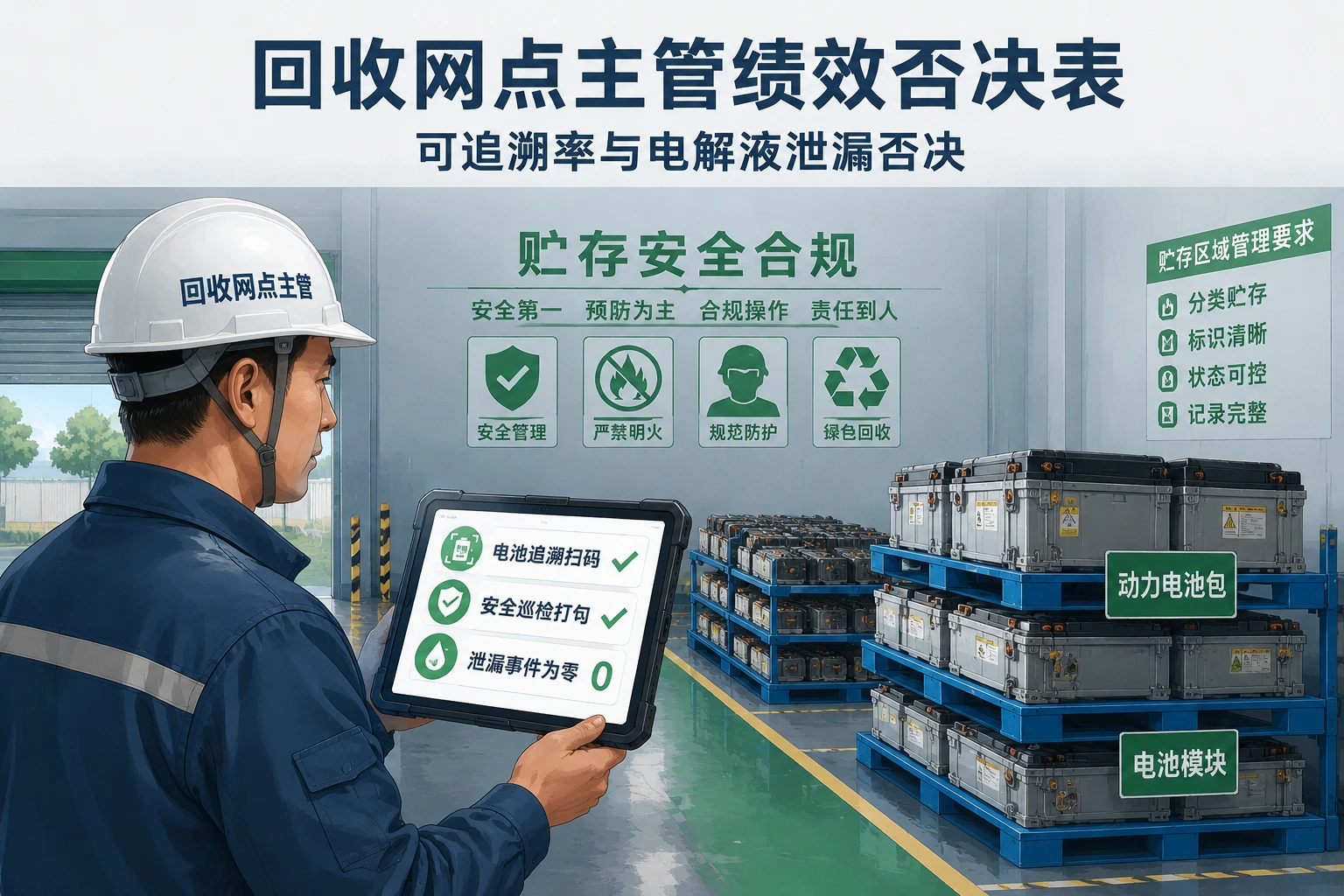 2026年回收网点主管绩效否决表:可追溯率与电解液泄漏否决