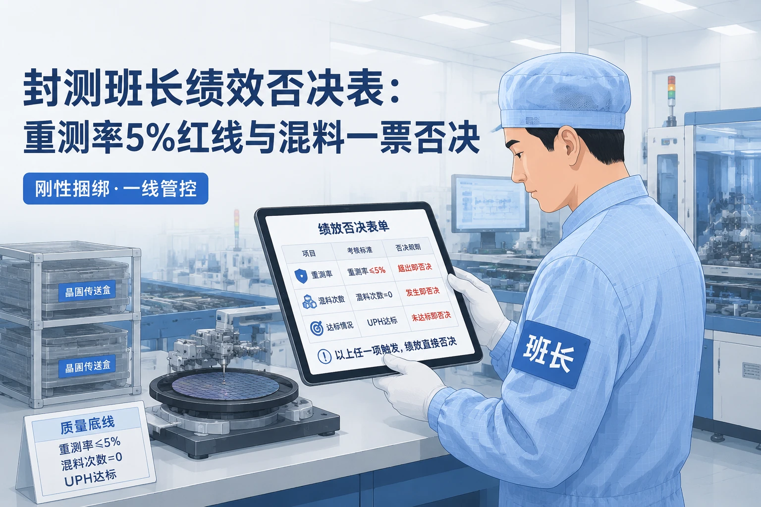 封测班长绩效否决表:重测率5%红线与混料一票否决