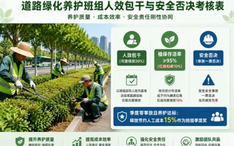 绿化养护班组人效包干与安全否决考核表：存活率、修剪及时率、事故联动模板