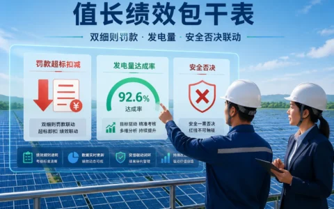 光伏电站值长绩效包干模板与计算指南：双细则罚款联动、发电量达成及安全否决（2026年版）