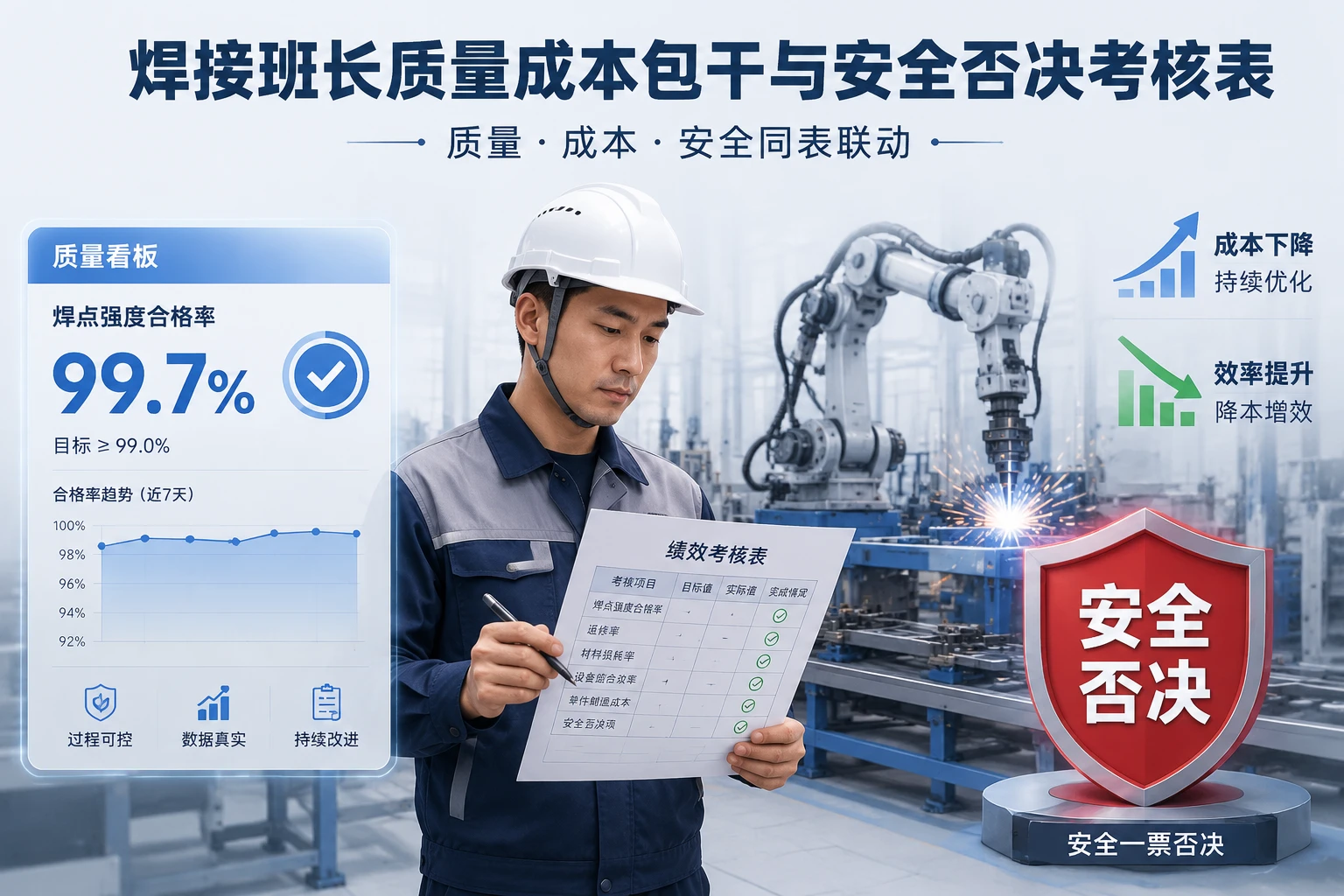 汽车零部件焊接班长质量成本包干与安全否决考核表(2026年版)