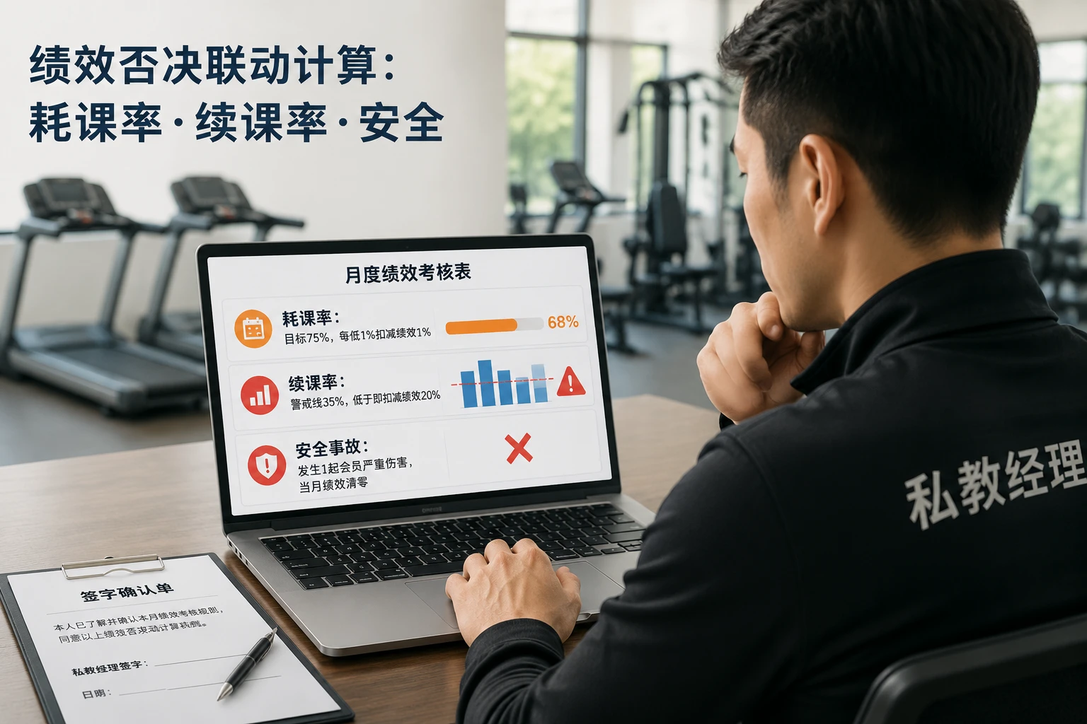 连锁健身房私教经理绩效否决表：耗课·续课·安全否决（2026年版）