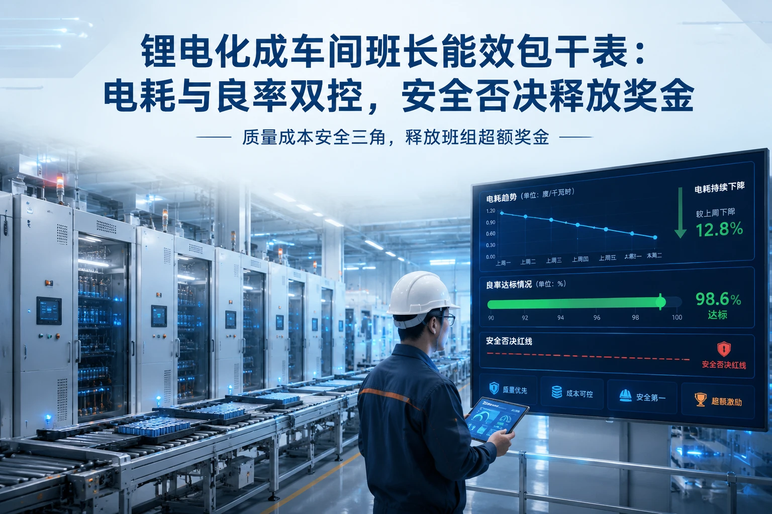 锂电化成车间班长能效包干表：电耗与良率双控，短路否决释放奖金（2026年版）