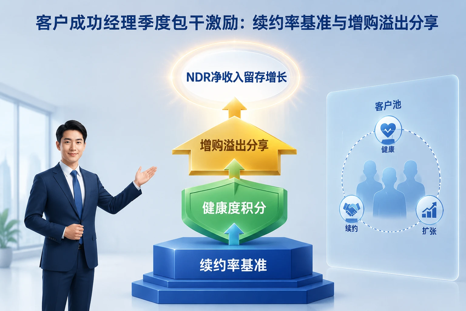 客户成功经理季度包干激励：续约率基准与增购溢出分享（2026年版）