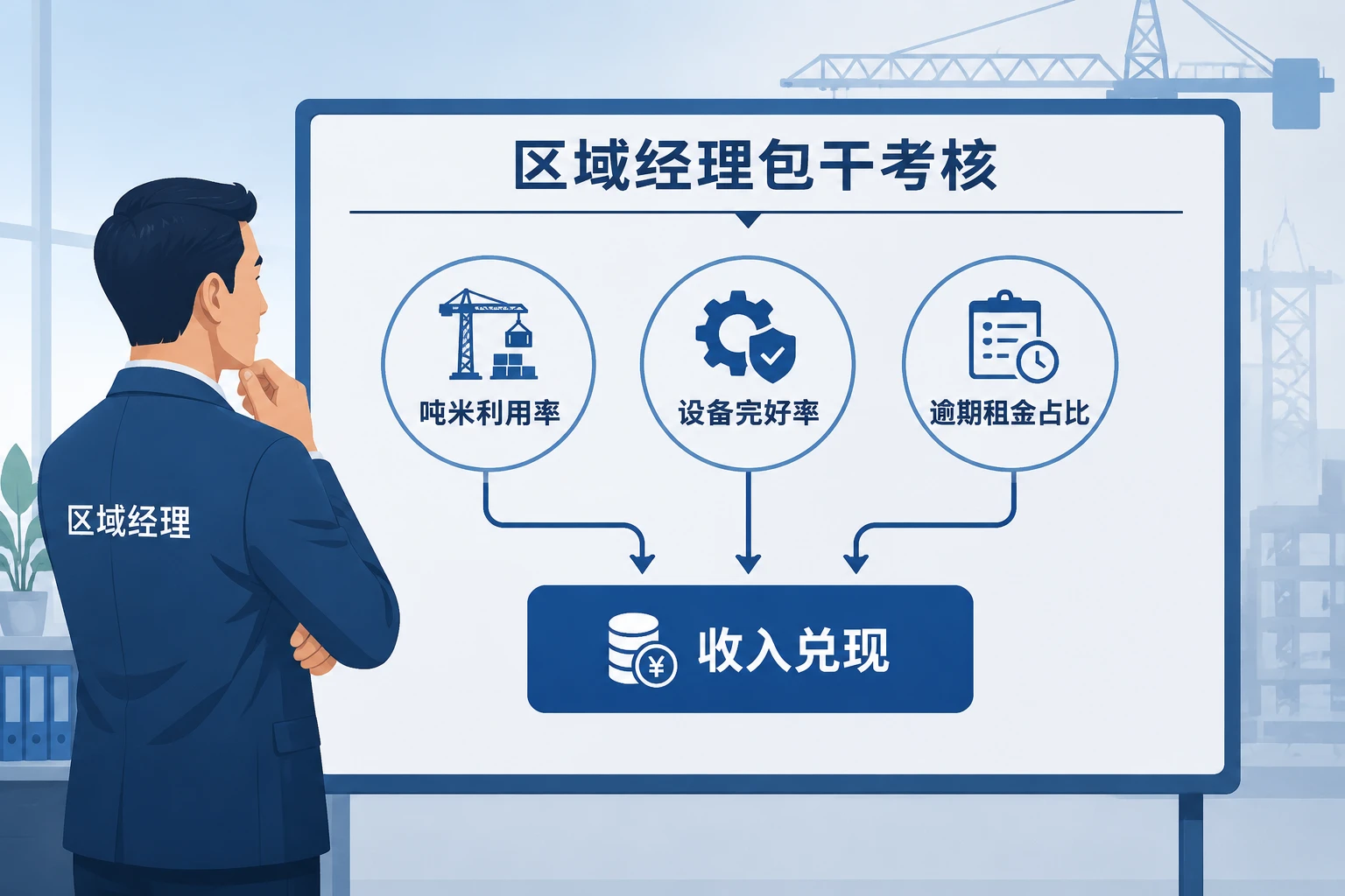 塔吊区域经理包干表:吨米利用率·完好率·逾期扣减联动
