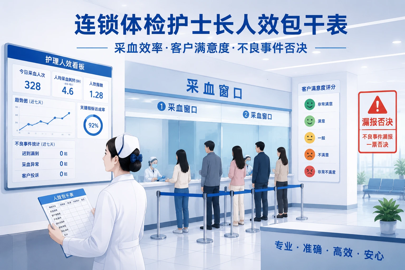 连锁体检护士长人效包干表：采血效率、客户满意度与不良事件否决模型（2026年版）