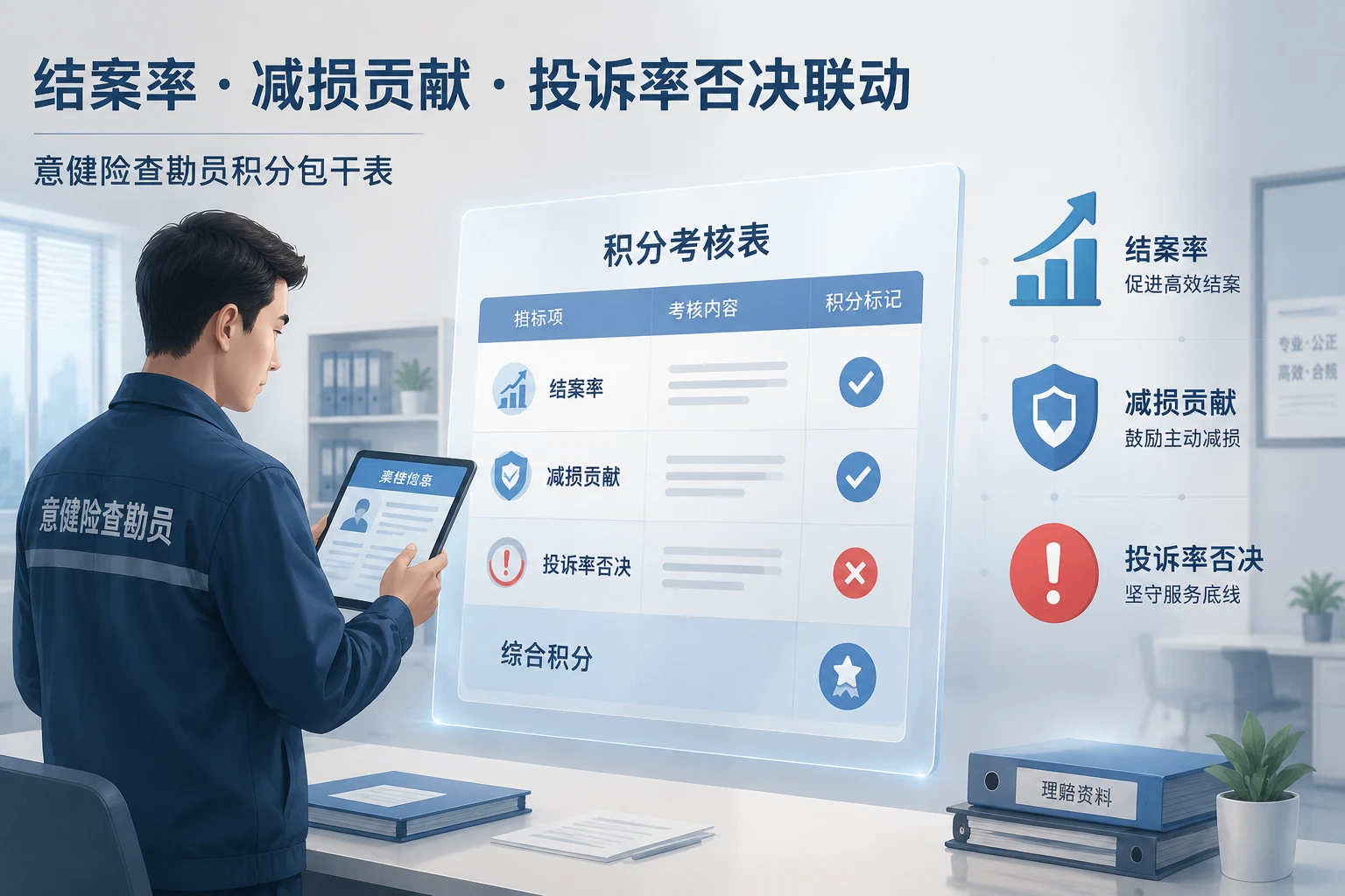 意健险查勘员积分包干表：结案率、减损贡献与投诉率否决联动（2026年版）