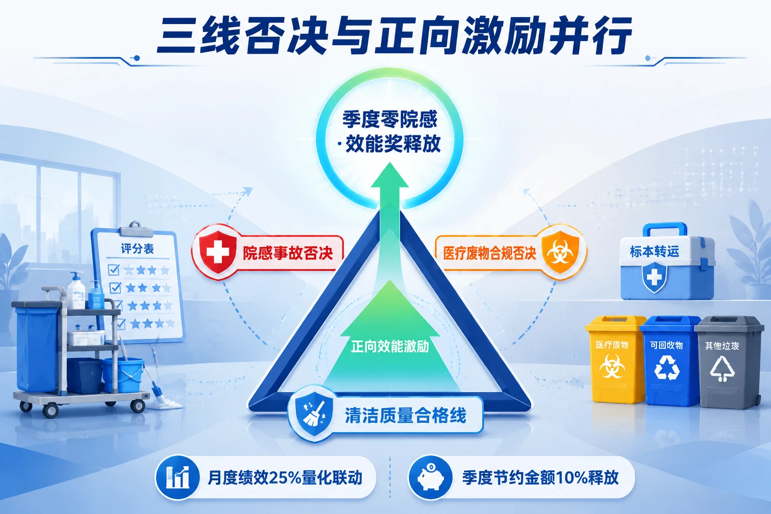 医院工勤主管绩效设计：运送、保洁与院感事故否决联动