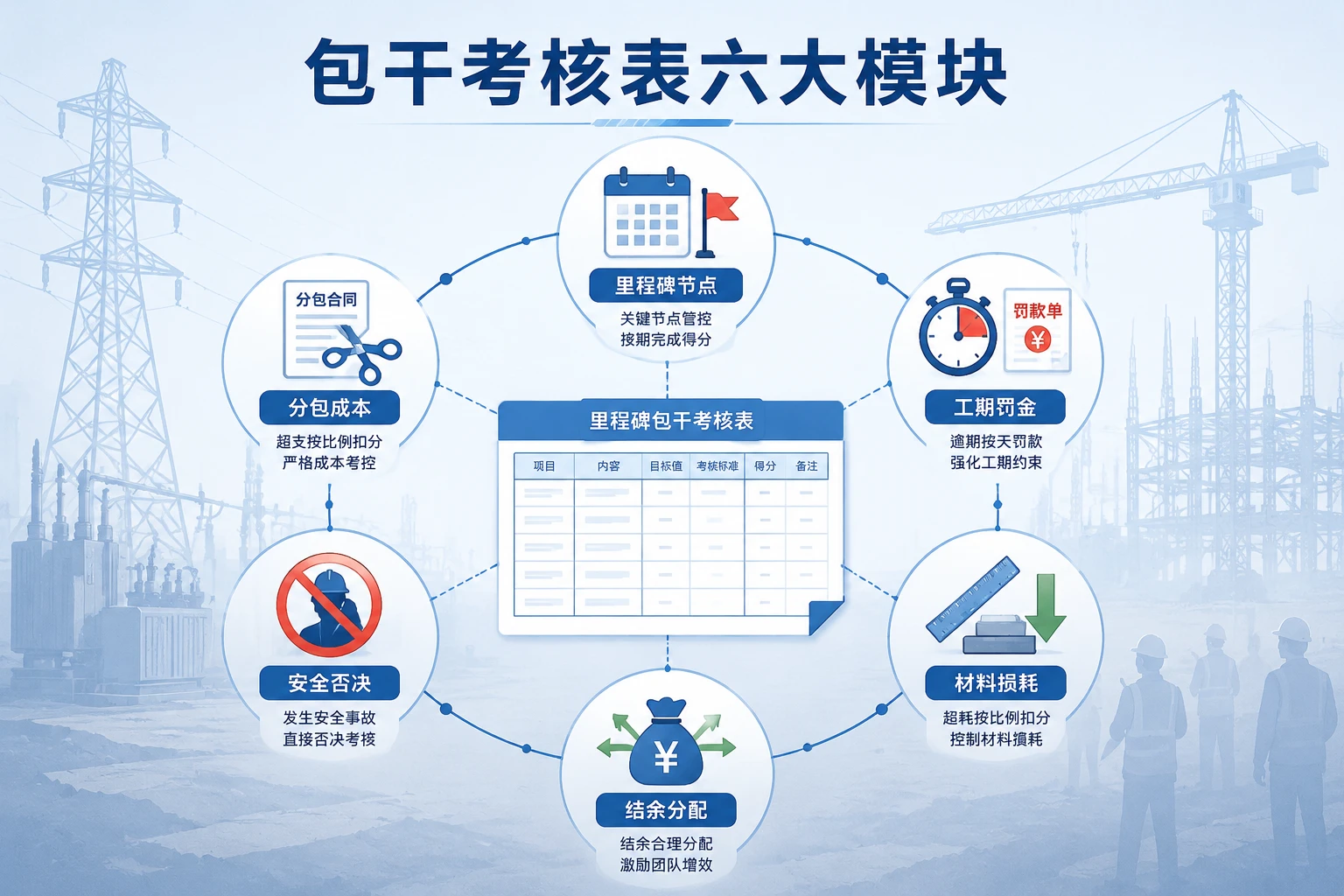 输变电项目经理里程碑包干考核表：送电达成、料耗扣减与安全否决联动（2026年版）