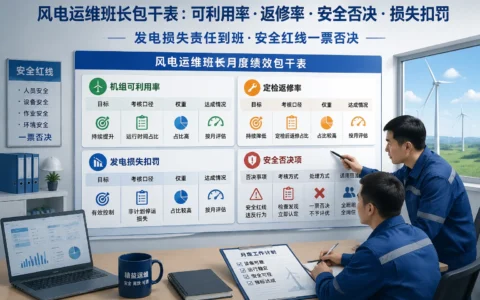 2026年风电运维班长月度包干表：可利用率·返修率·发电损失扣罚与安全否决联动