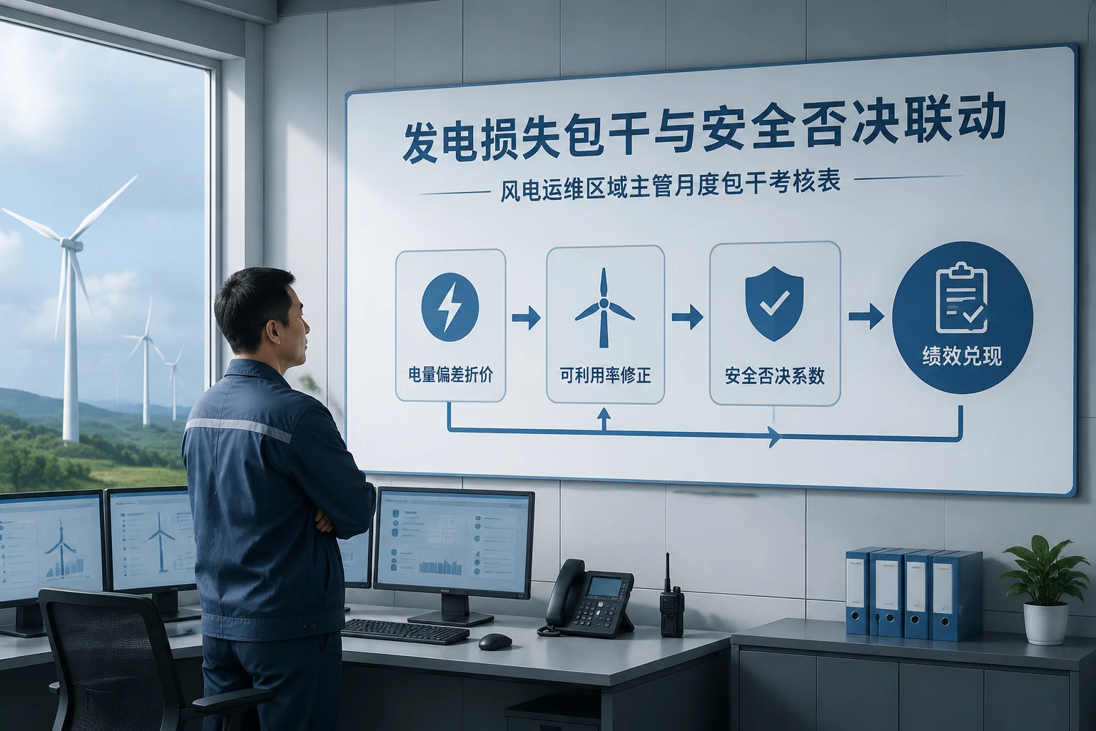 2026年风电运维区域主管发电损失包干表：电量偏差、机组可利用率与安全否决联动