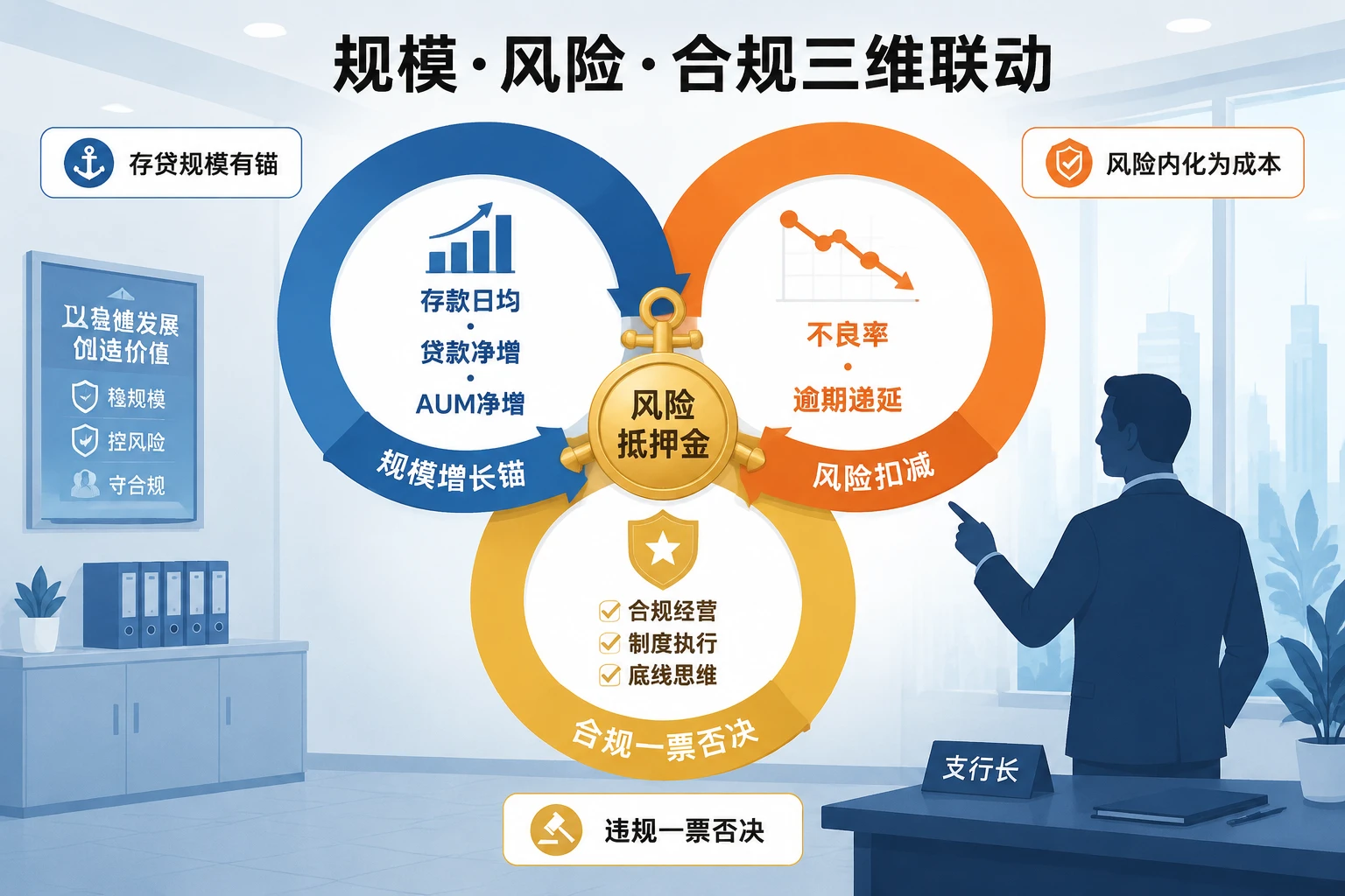 2026年农商行支行长风险抵押包干：存贷规模、不良率防控与合规扣减