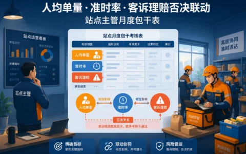 站点主管包干考核表：人均单量、准时率与客诉理赔否决联动实操模板）