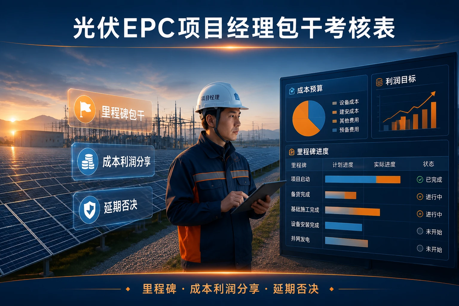光伏EPC项目经理包干考核表：里程碑、成本利润分享与延期否决（2026年版）