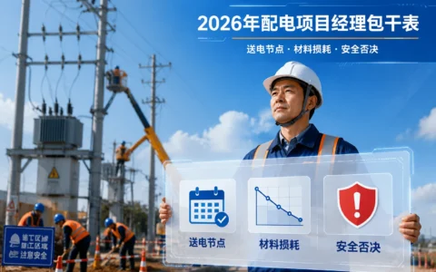 2026年配电项目经理绩效包干表模板：送电节点、材料损耗与安全一票否决实操版）