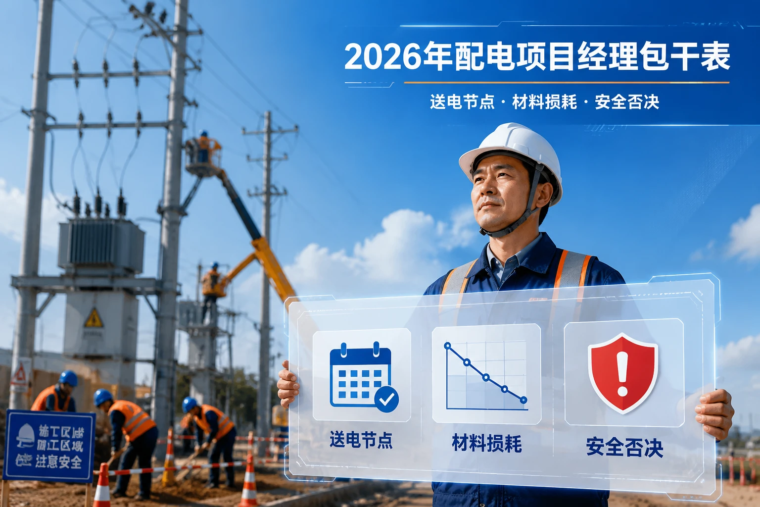 2026年配电项目经理包干表：送电节点、材料损耗与安全否决