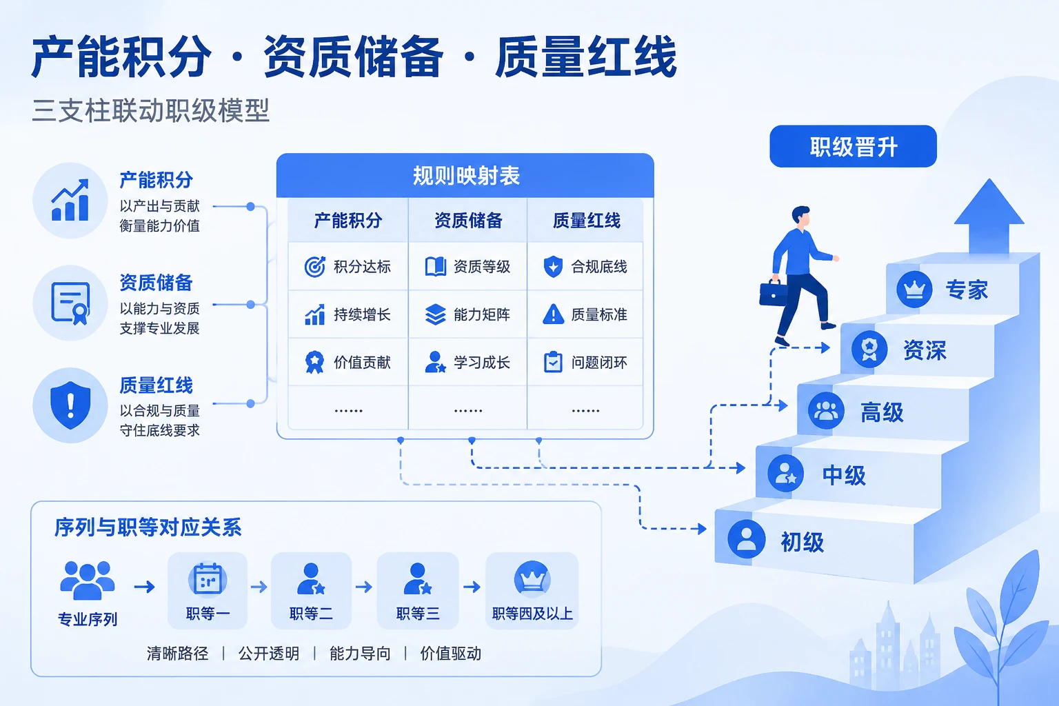 农商行专业技术岗职级与绩效联动模型：产能积分、差错否决与资质授权