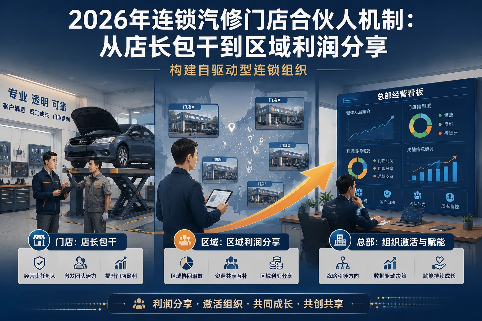 2026年连锁汽修门店合伙人机制：从店长包干到区域利润分享