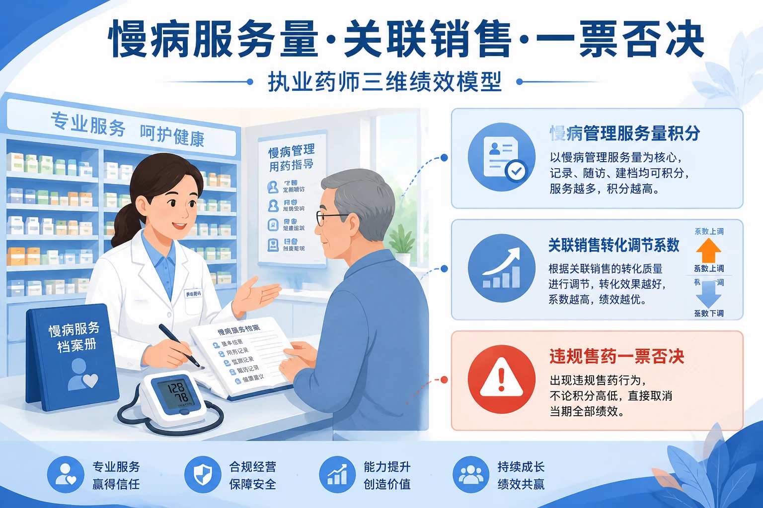 连锁药店执业药师绩效设计：慢病服务量·关联销售·一票否决（2026年版）