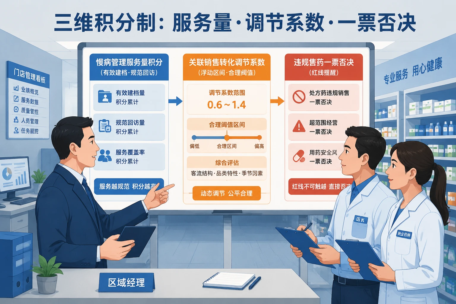 连锁药店执业药师绩效设计：慢病服务量·关联销售·一票否决（2026年版）