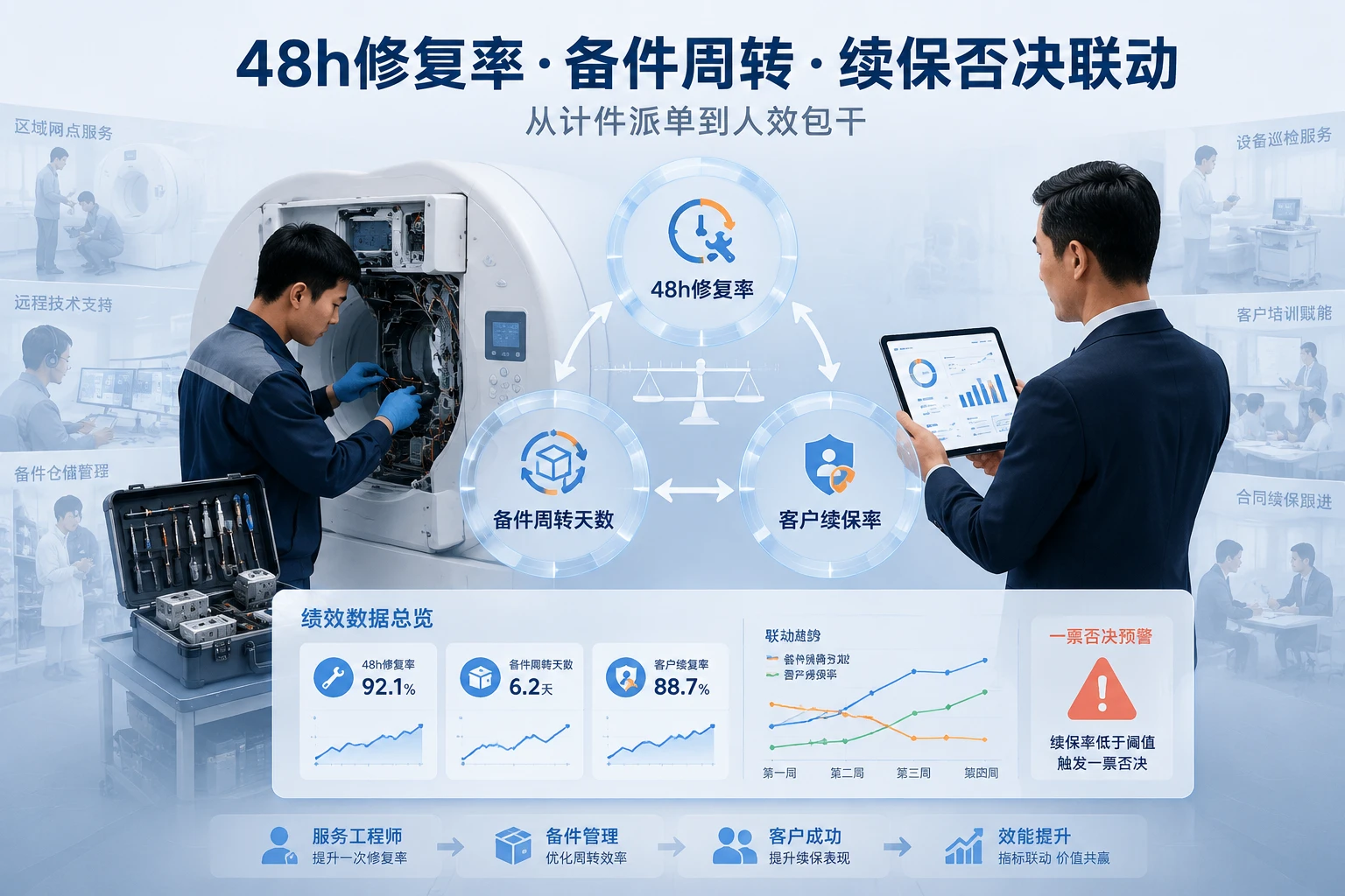 器械售后区域经理包干表：48h修复率、备件周转与续保否决联动（2026年版）