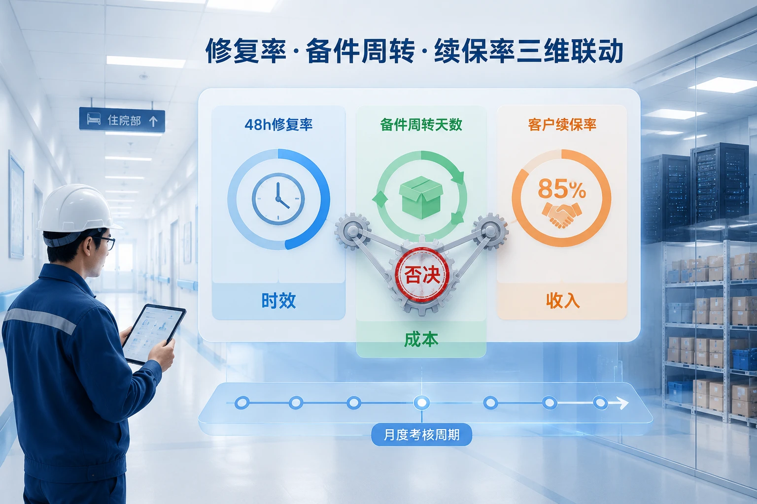 器械售后区域经理包干表：48h修复率、备件周转与续保否决联动（2026年版）