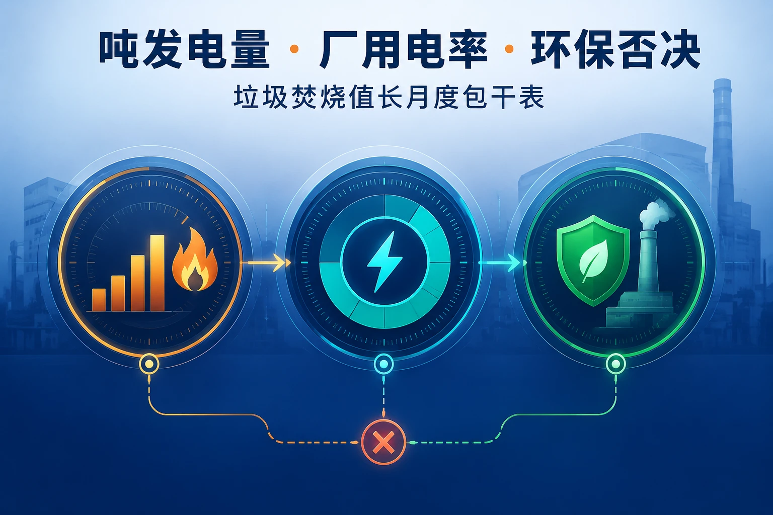 垃圾焚烧值长月度包干表：吨发电量·厂用电率·环保否决