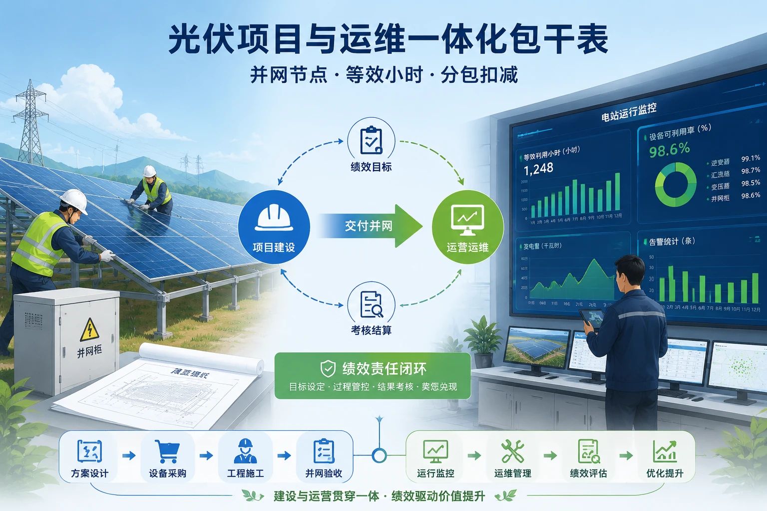 光伏项目&运维包干表：并网节点·等效小时·分包扣减（2026年版）