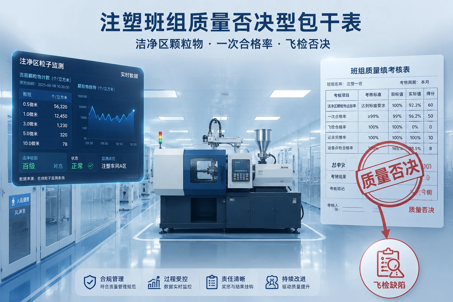 2026年医疗器械注塑班组包干表：洁净区颗粒物、一次合格率与飞检否决
