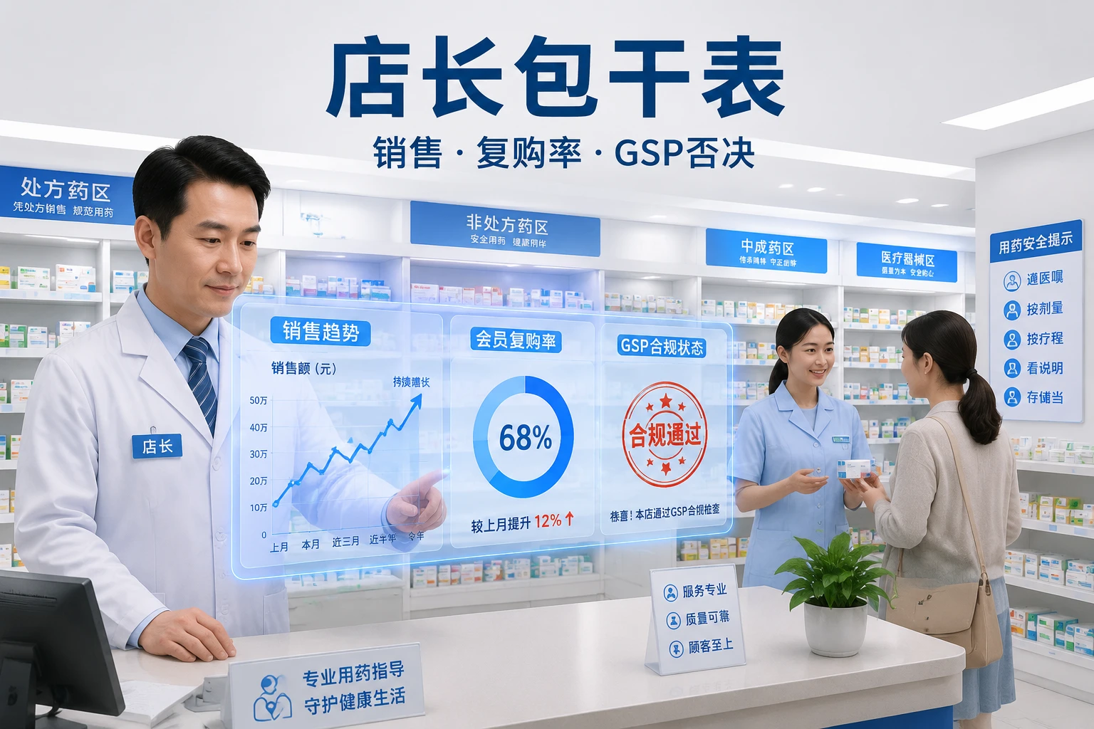 2026年连锁药店店长包干表：销售、复购率与GSP否决
