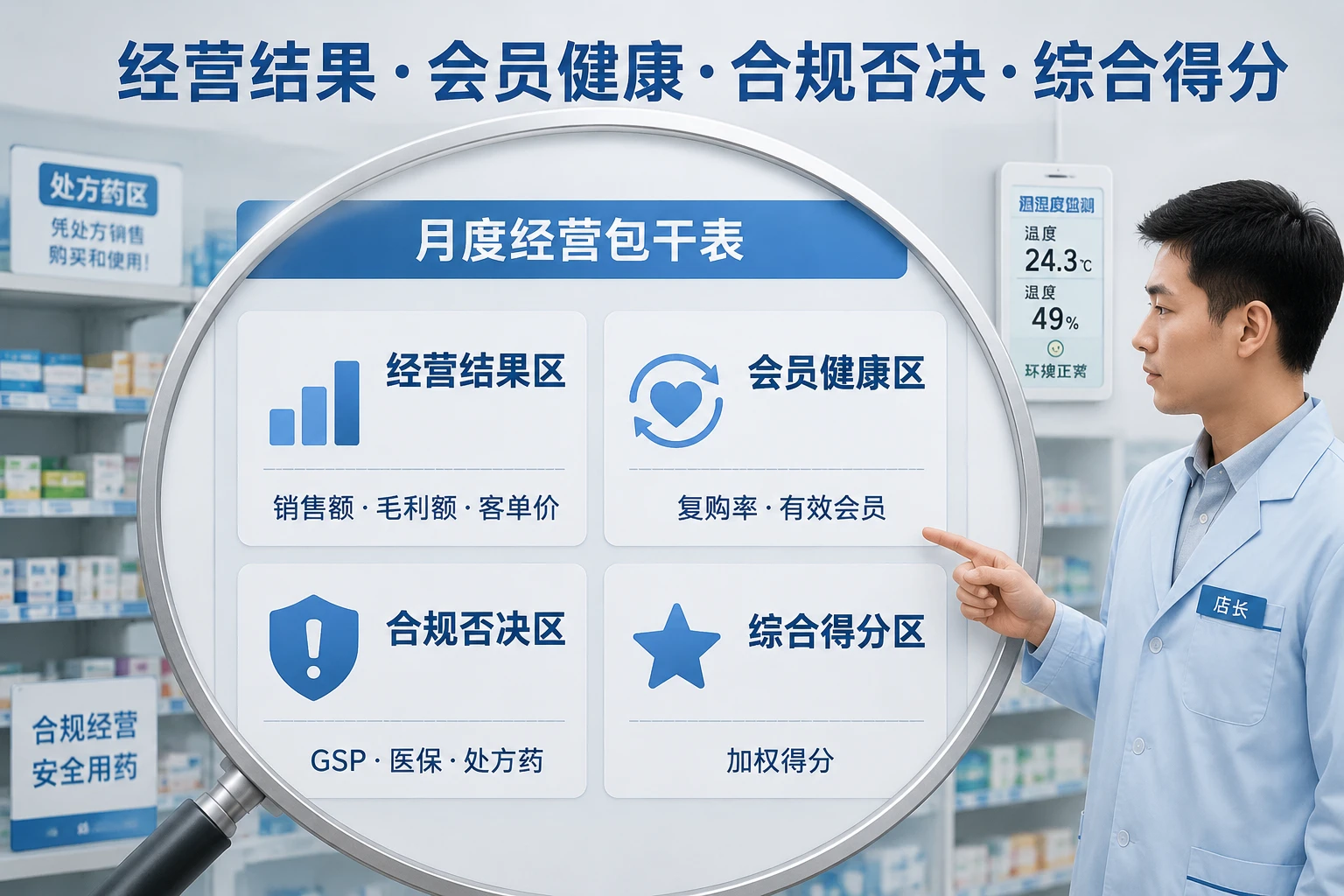 2026年连锁药店店长包干表：销售、复购率与GSP否决