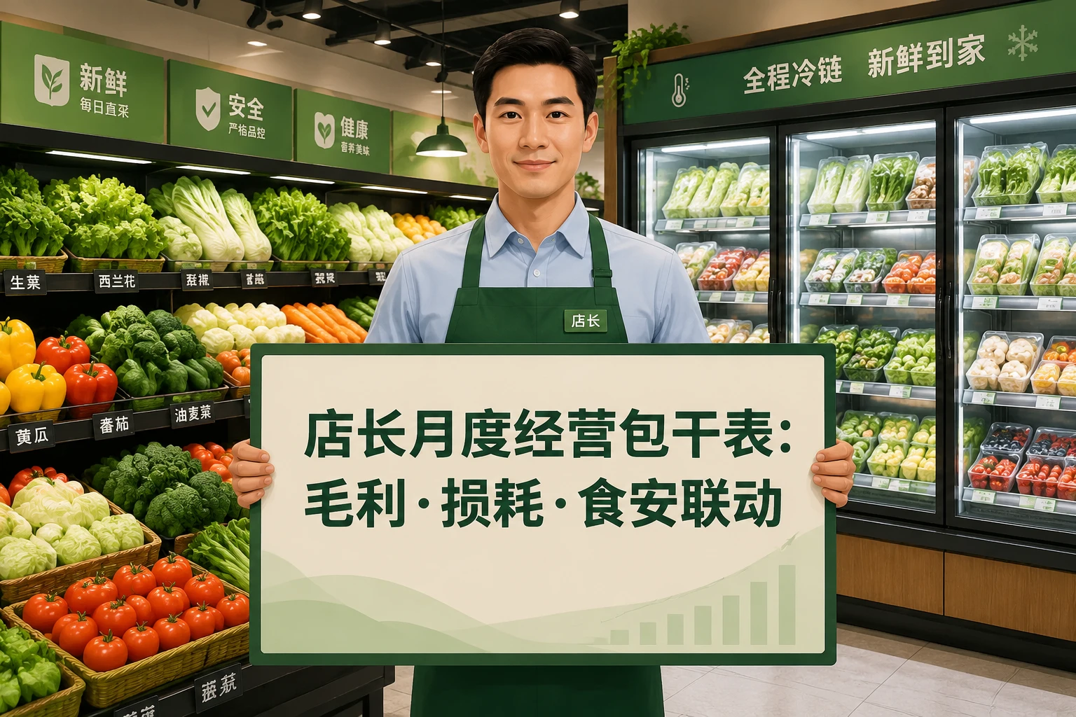 2026年连锁生鲜超市店长月度经营包干表：毛利率、人为损耗与食安否决联动