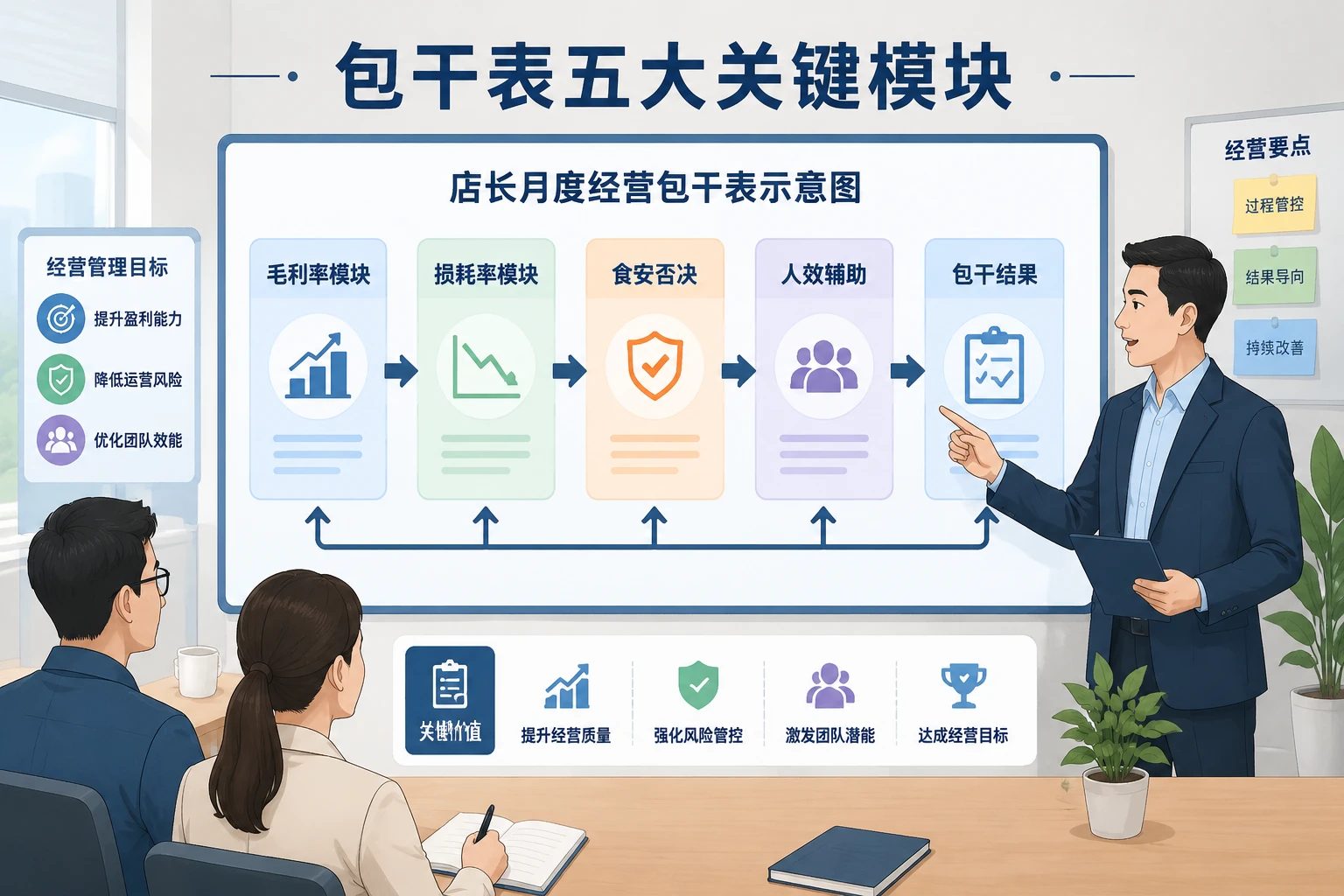 2026年连锁生鲜超市店长月度经营包干表：毛利率、人为损耗与食安否决联动