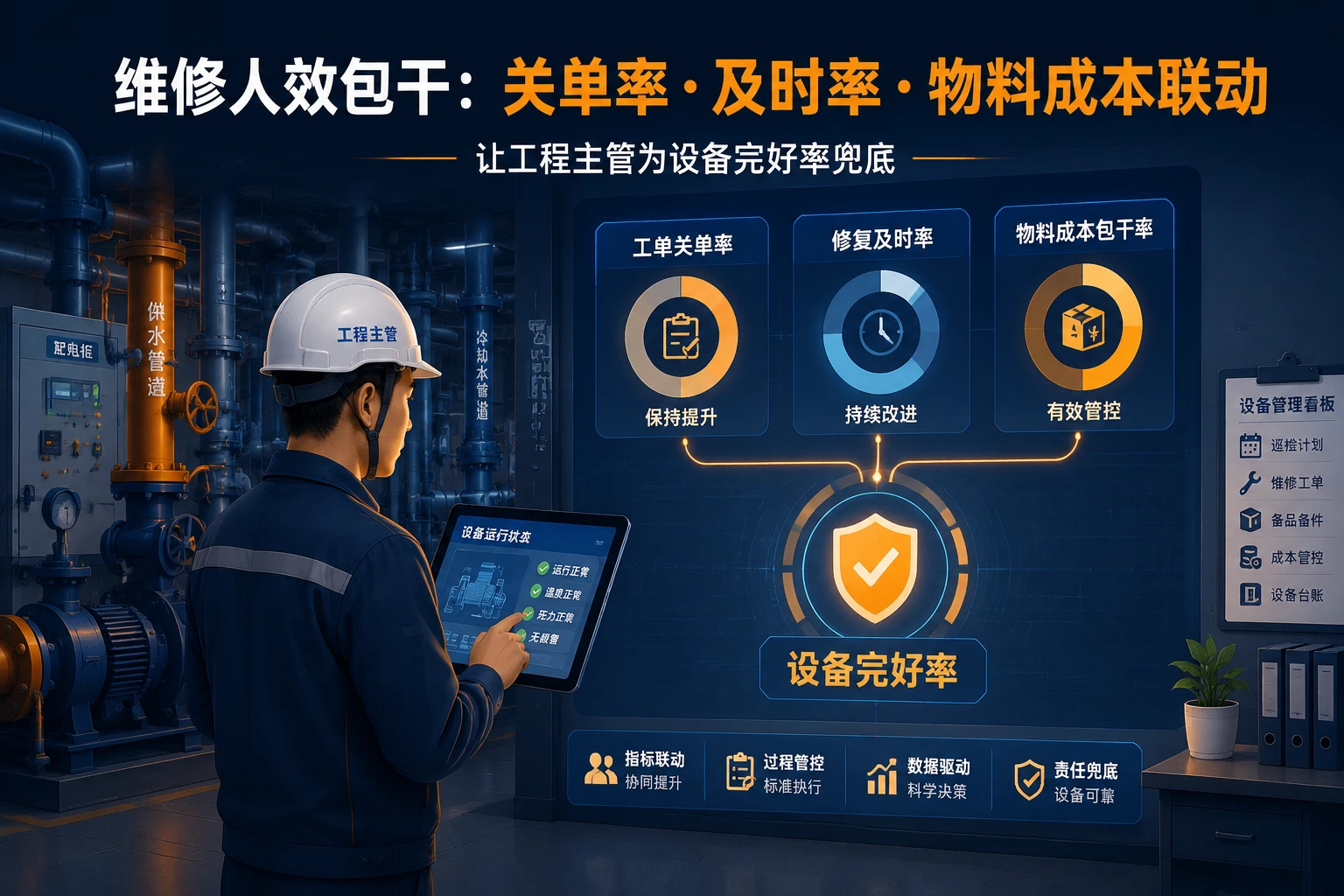 工程主管人效包干表：工单关单率、修复及时率与物料成本联动（2026年版）
