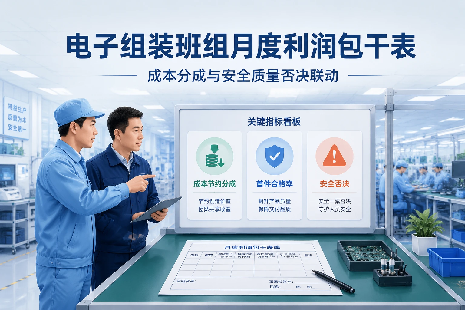 电子组装班组月度利润包干表：成本分成、合格率与安全否决（2026年版）