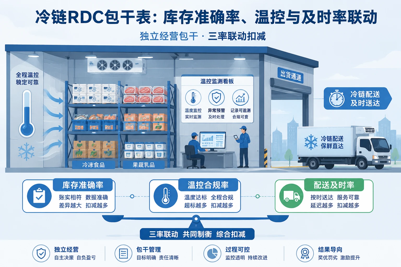 冷链RDC包干表：库存准确率、温控与及时率联动