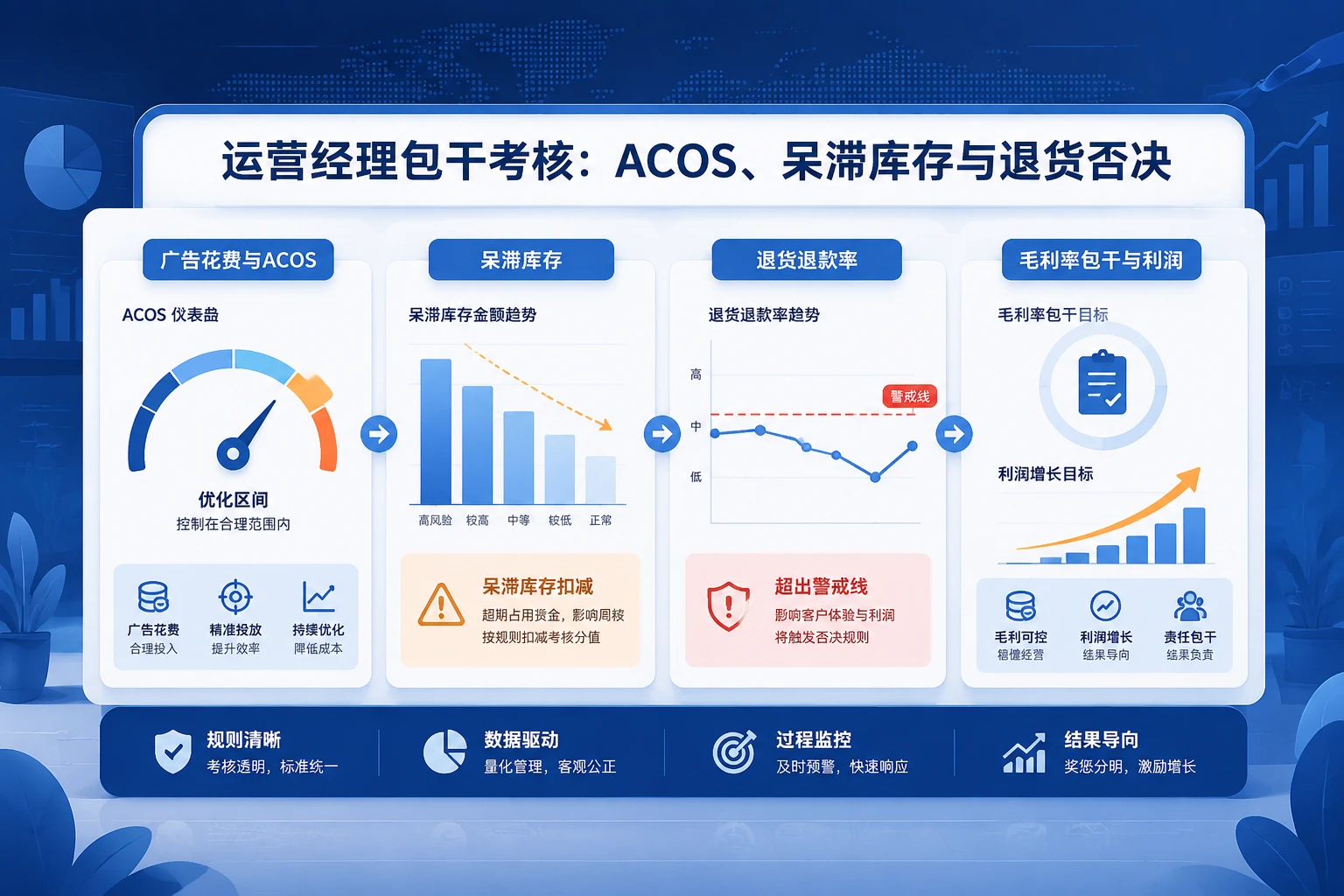 跨境电商运营经理包干考核表：ACOS、呆滞库存与退货否决（2026年版）