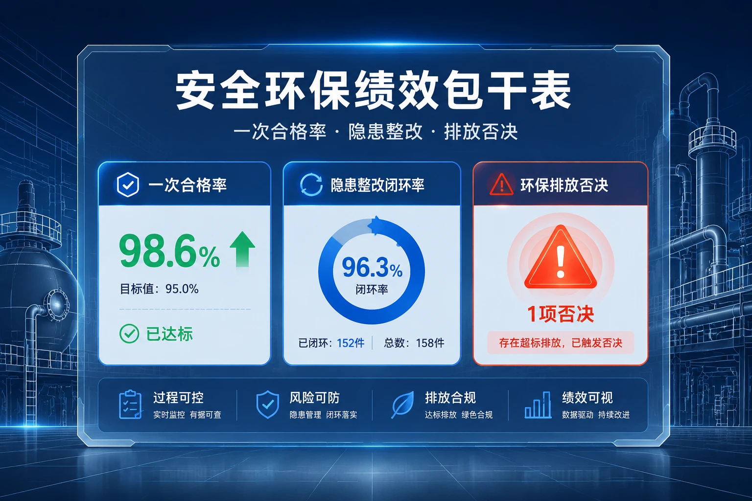 2026年化工班组长安全环保绩效包干表：一次合格率、隐患整改与排放否决