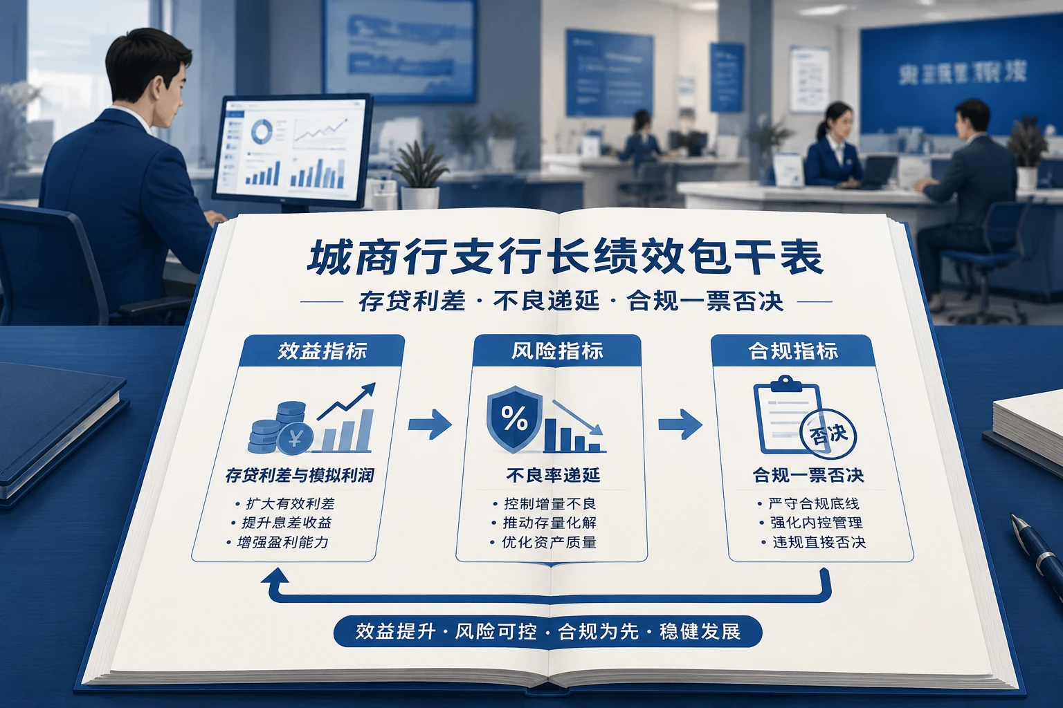 城商行支行长绩效包干表：存贷利差、不良递延与合规一票否决