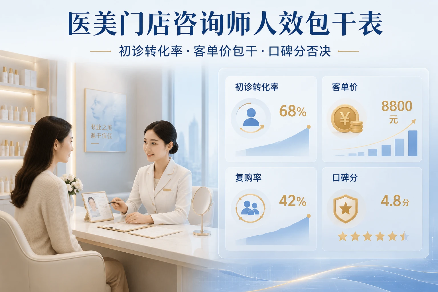 医美门店咨询师人效包干表：初诊转化率、客单价包干与口碑分否决（2026年版）